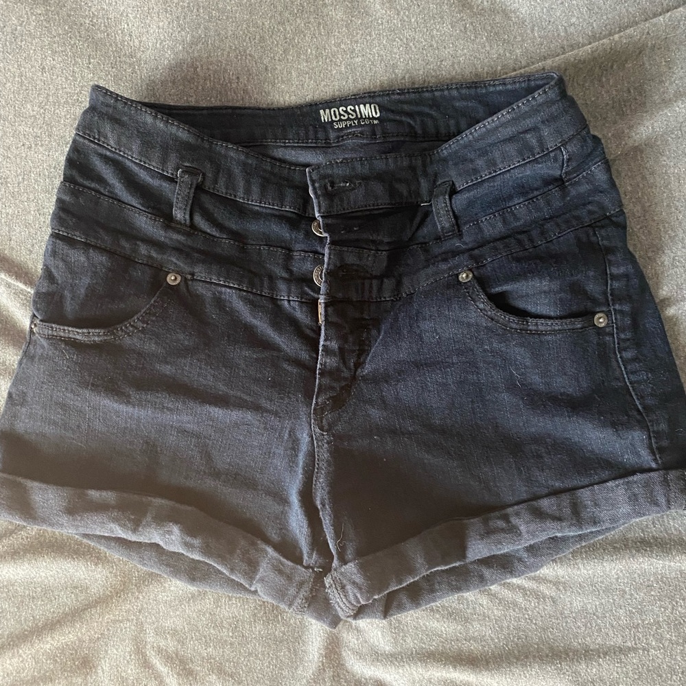 Super high waisted black jean shorts